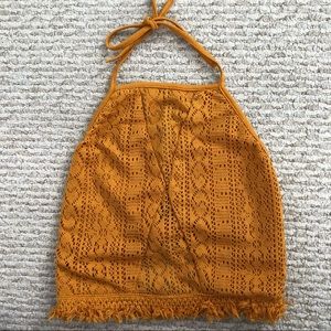 Crochet open back crop top